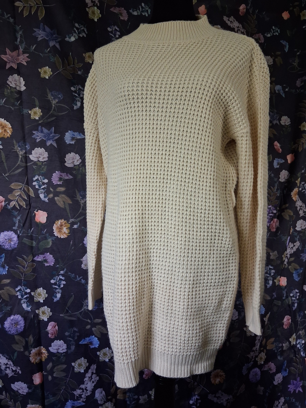 Women’s Cream Waffle-Knit Sweater Dress